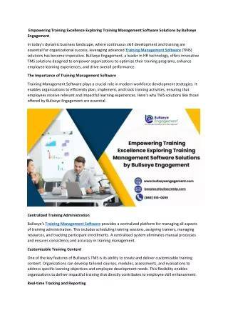 Exploring the Training Programs