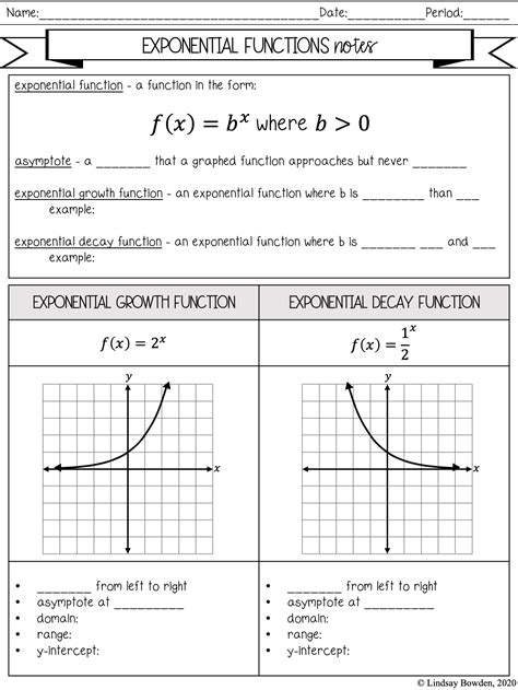 Exponential Functions Notes and Worksheets - Lindsay Bowden
