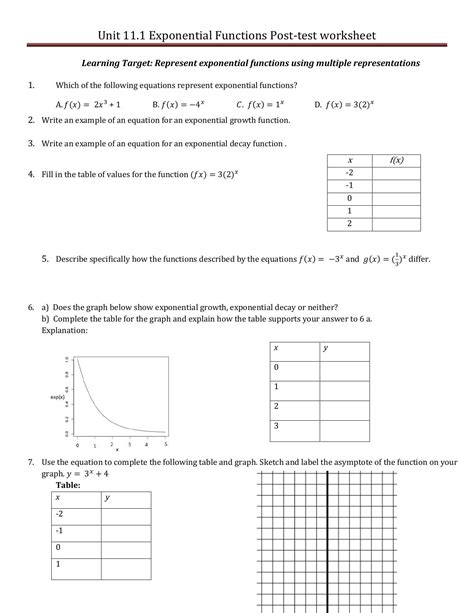 Exponential Functions Worksheet — db-excel.com