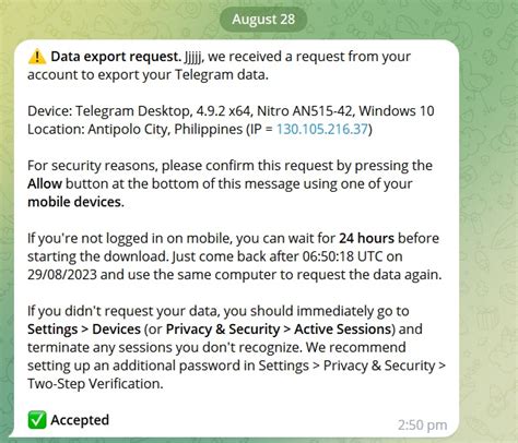 Export Data Before Deleting Telegram Account
