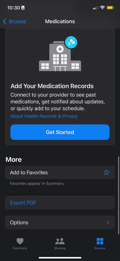 Export the medication list as a PDF