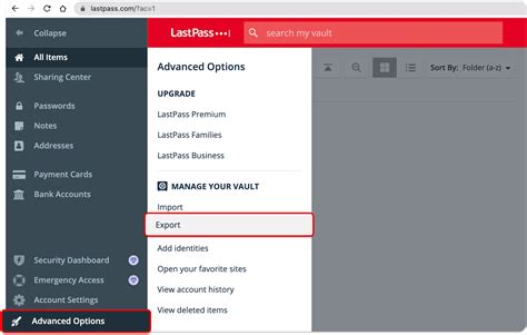 Export your passwords from LastPass