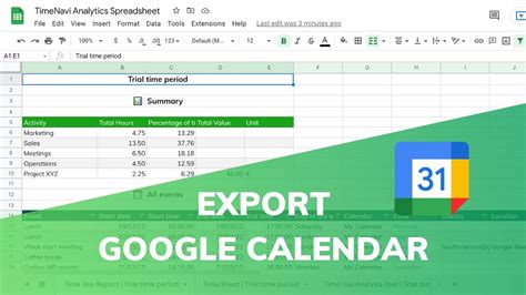 Exporting Google Calendar To Excel