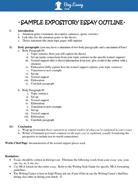 Expository Essay Outline Template