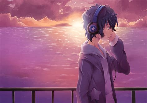 Express Yourself with Wallpaper Anime Boy with Headphones