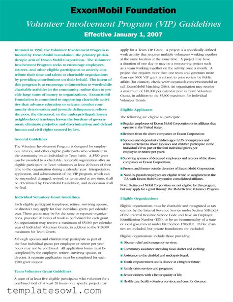 Exxonmobil Foundation Volunteer Involvement Program