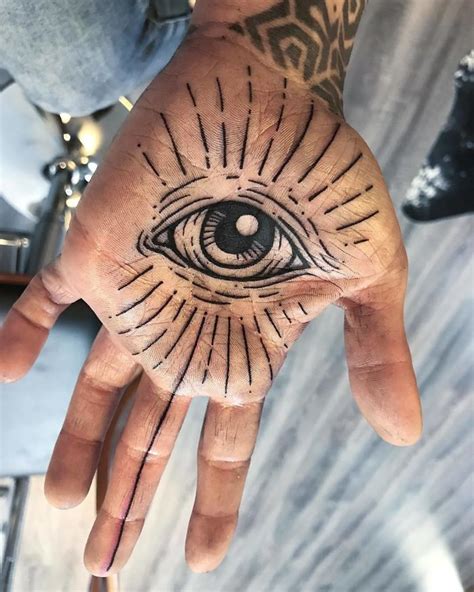 Eyeball On Hand Tattoo