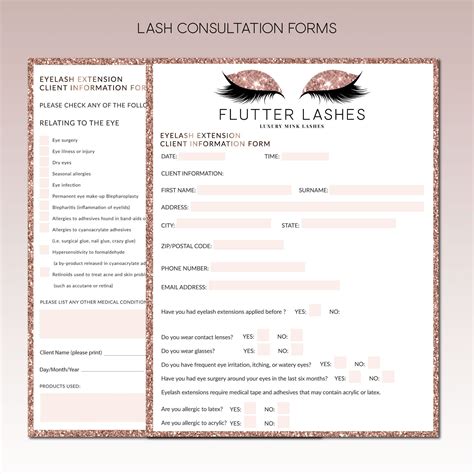 Eyelash Extensions Client File Template PDF