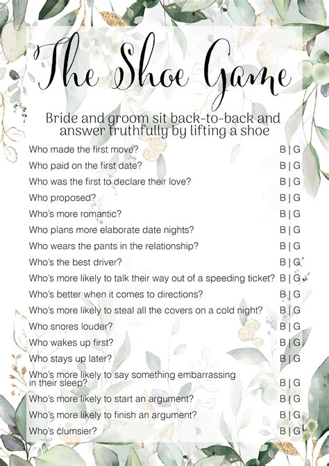 FAQ Engagement Party Shoe Game