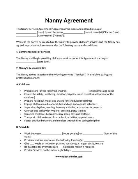 FREE 10+ Nanny Contract Sample Templates in MS Word | Google Docs | PDF