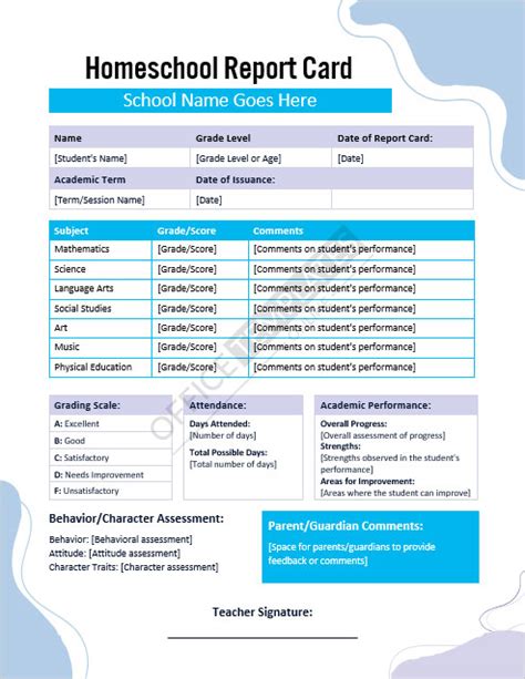 FREE 10+ Sample Homeschool Report Card Templates in PDF | MS Word