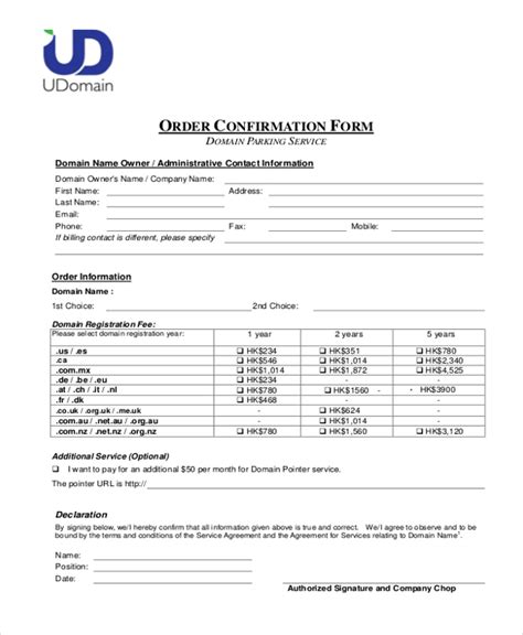 FREE 11+ Sample Order Confirmation Forms in PDF | MS Word | Excel