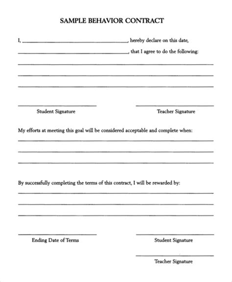 FREE 12+ Sample Behavior Contracts in PDF | MS Word | Excel | Pages