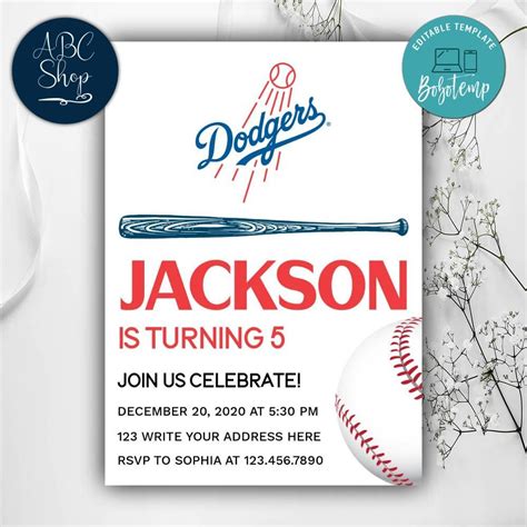 Free 40Th Birthday Dodgers Invitation Printable