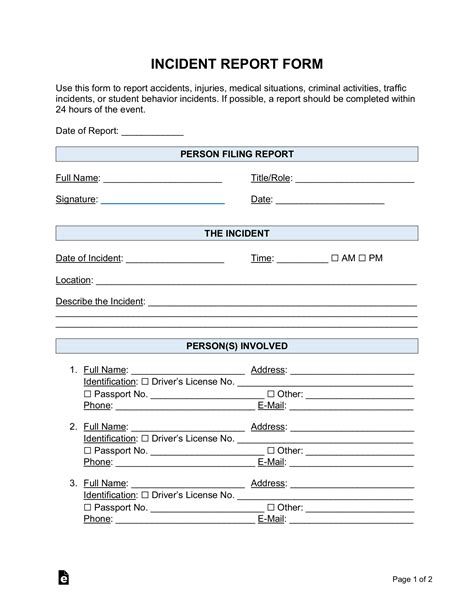 FREE 42+ Incident Report Forms in PDF | MS Word | Excel