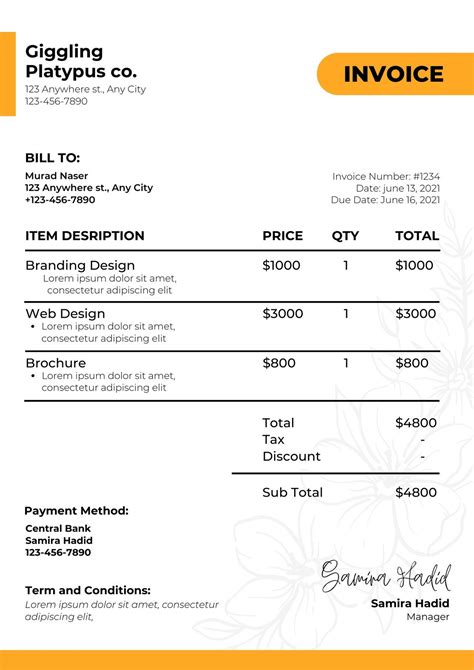 FREE 7+ Sample Graphic Descign Invoice Templates in PDF | MS Word