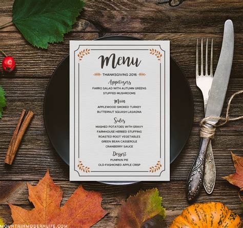 FREE Printable Thanksgiving Menu | MountainModernLife.com