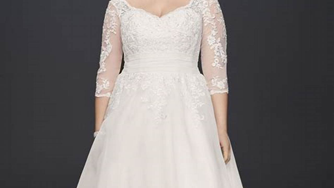 Fabric, Tea Length Plus Size Wedding Dresses