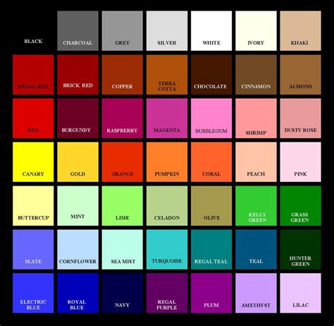 Fabric Color Chart
