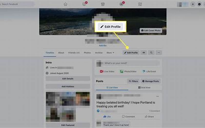 Facebook Edit Profile Button