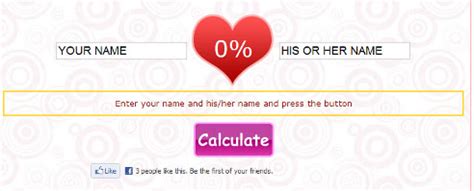 Facebook Love Calculator