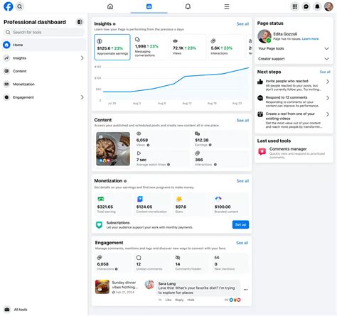 Tampilan Dasbor Profesional Facebook