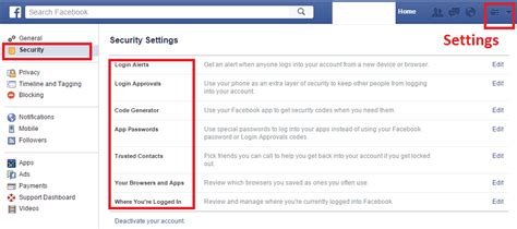 Facebook Security Settings