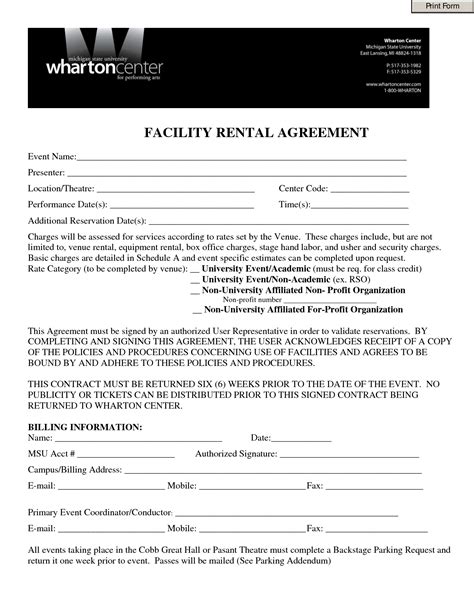 Facility Rental Contract Template