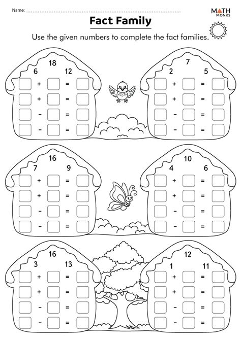 Fact Family Printable Worksheets For First Grade