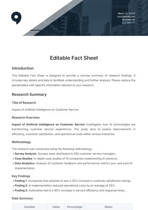 Fact Sheet Template Free