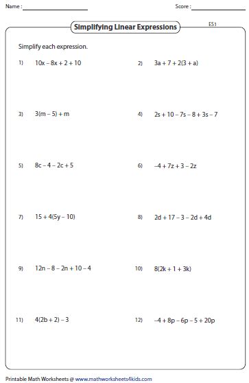 Factor Linear Expressions Worksheet