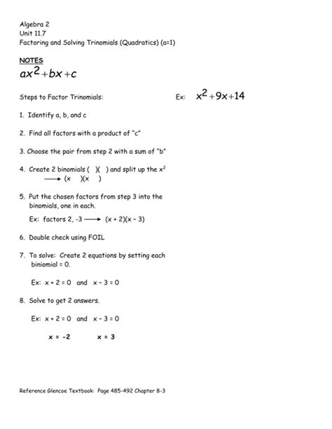 Factoring X2 Bx C Worksheet Answers