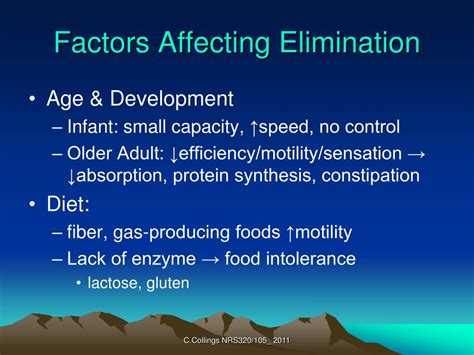 Factors Affecting Elimination Time