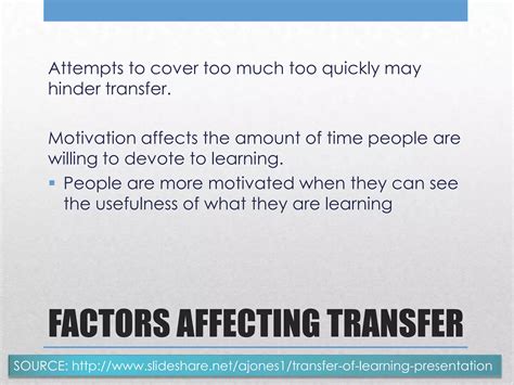 Factors Affecting Transfer Times