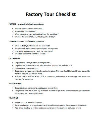 Factory Tour Planning