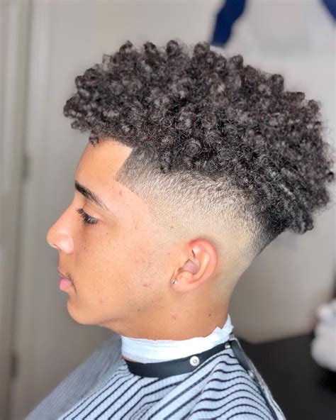 Fade With Curly Hair On Top