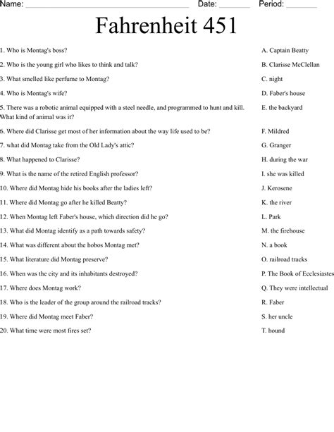 Fahrenheit 451 Worksheet Answers