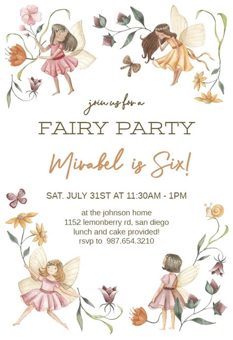 Fairy Birthday Invitation Templates Free