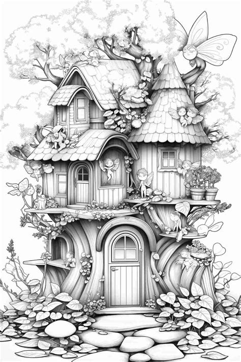 Fairy House Coloring Page