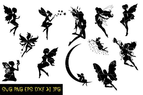Download Fairy Silhouettes SVG File - SVG Design Commercial Use Free PSD Mockups