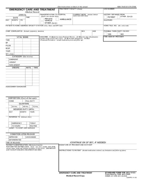 Fake Emergency Room Form / Papers Situations that Call for Them
