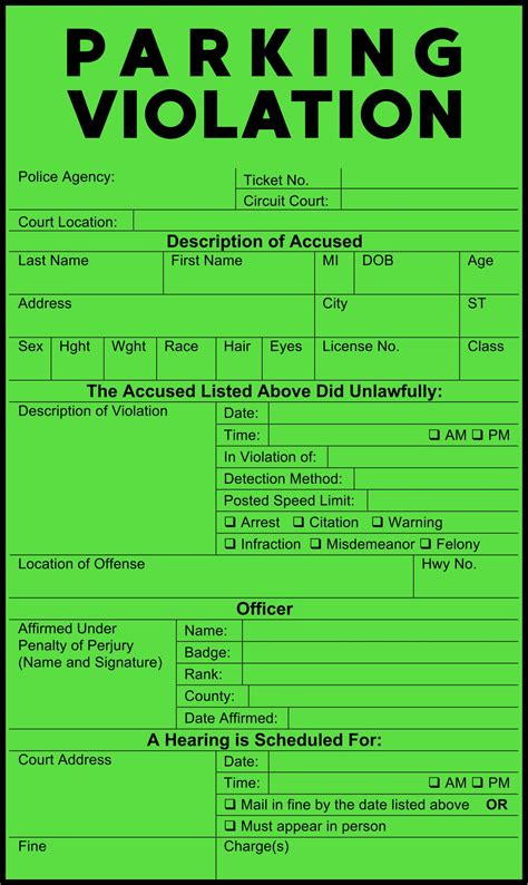 Fake Parking Citation Template