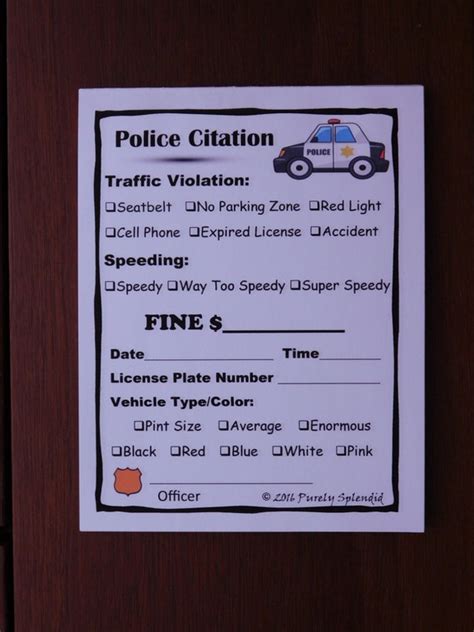 Fake Police Ticket Printable
