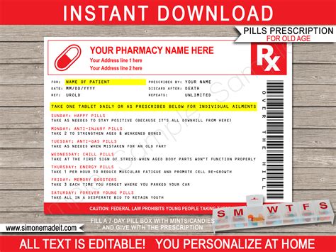 Fake Prescription Label Template
