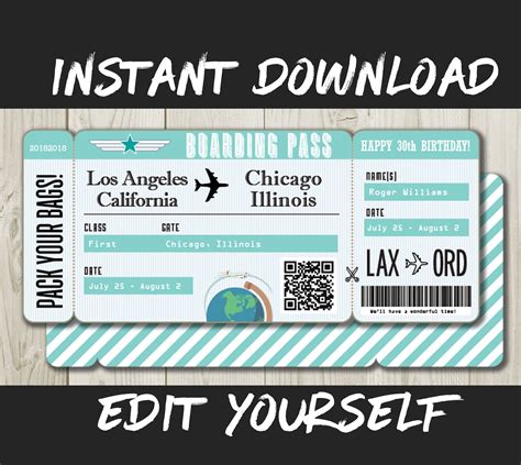 Fake Airline Ticket Template