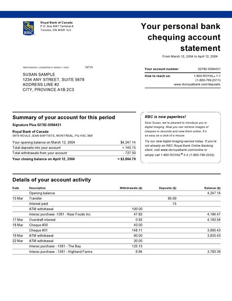 Fake Bank Statement Template