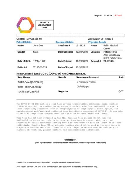 Fake Covid Test Template Cvs