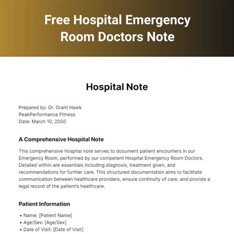Fake Emergency Room Form / Papers Situations that Call for Them