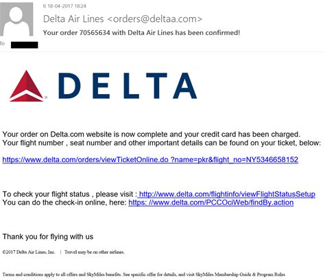 Fake Flight Confirmation Email Template