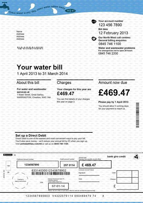 Fake Water Bill Template